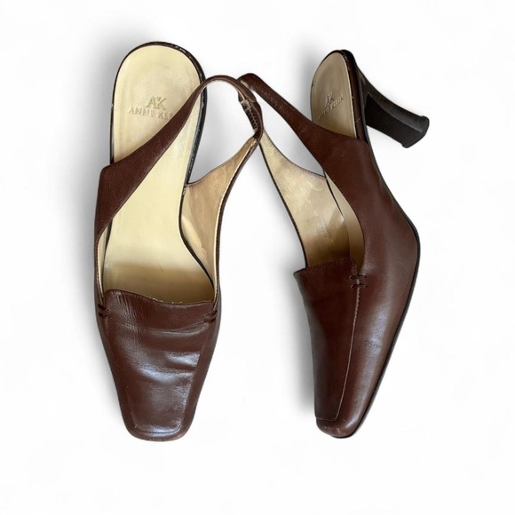 Anne Klein Dark Brown Slingback Heels - Picture 1 of 6